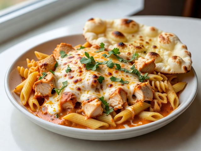Butter Chicken Pasta Bake
