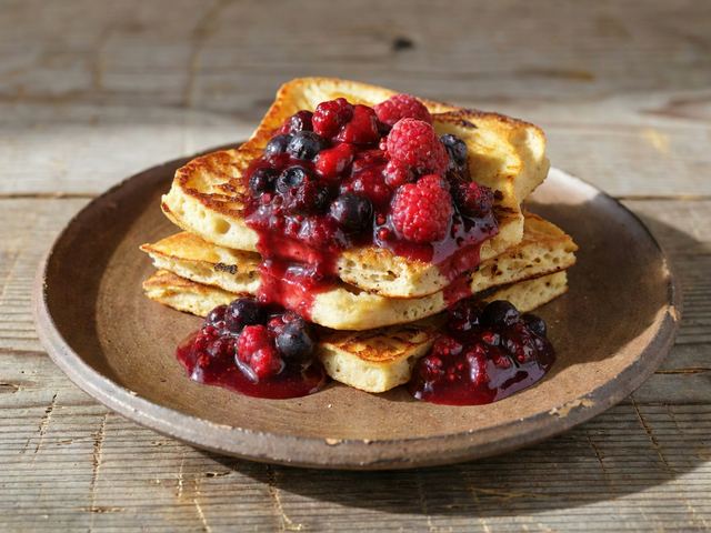 Sourdough Flapjacks with Quick Berry Compote