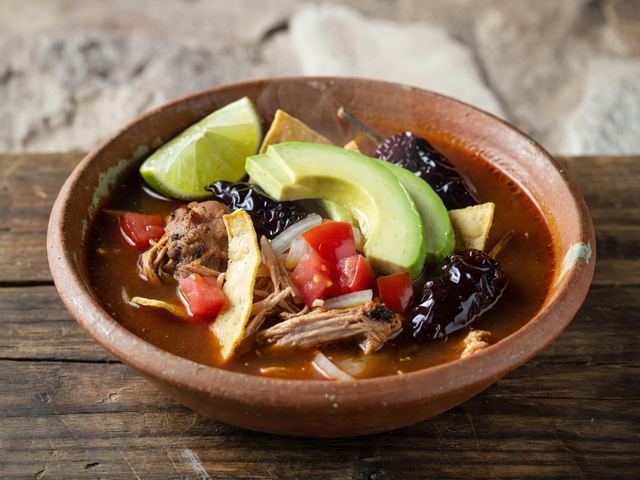 Chicken and Tortilla Soup with Lime, Chile, and Avocado