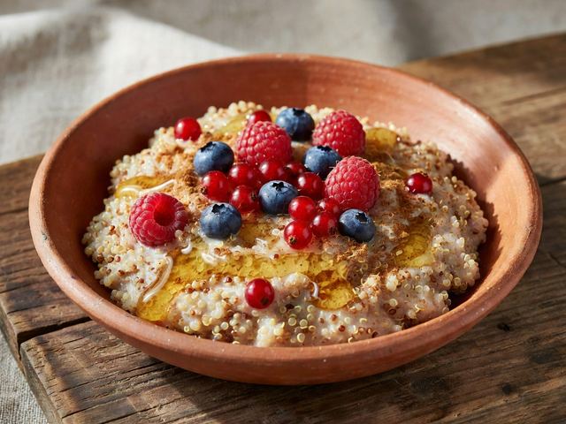 Toasted Quinoa Porridge with Honey and Berries