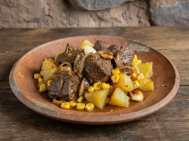 Slow-Braised Spiced Beef with Crushed Potatoes and Corn