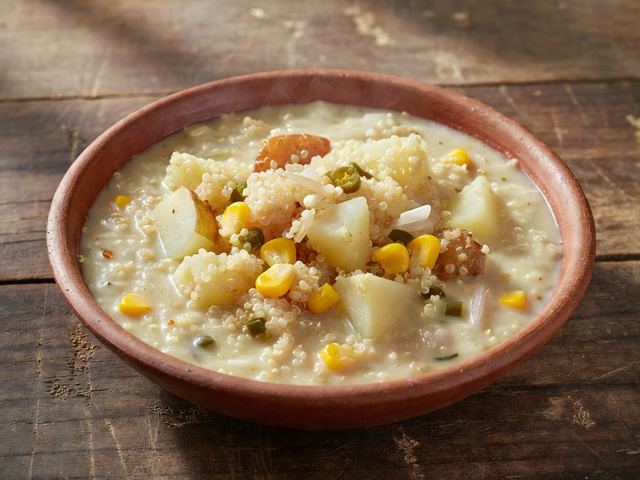 Hearty Potato-Quinoa Chowder with Corn and Mild Chili