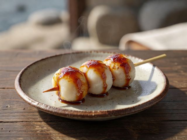 Warm Mitarashi-Style Skewered Rice Dumplings