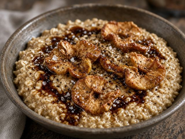 Molasses Oat Porridge with Stewed Dried Apple