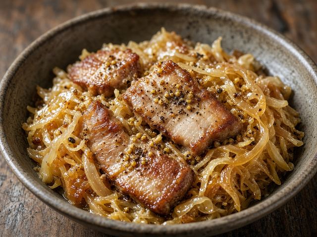Hot Salt-Pork and Sauerkraut Skillet with Mustard