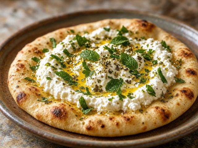 Herbed Ricotta on Warm Flatbread with Honey