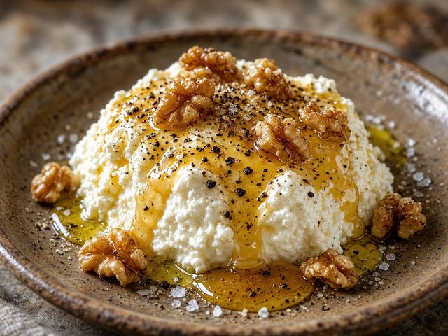 Peppered Ricotta with Warm Honey