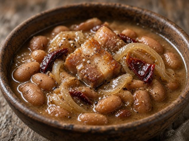 Slow Pinto Beans with Salt Pork and Onion