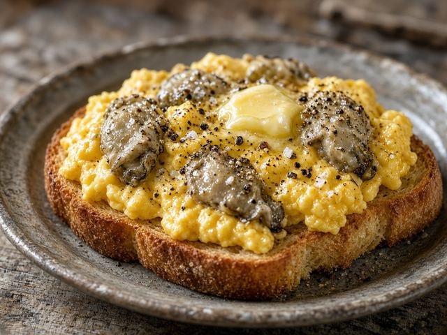 Peppery Oyster Scramble on Toast