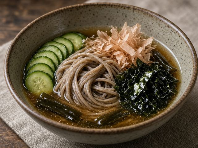 Chilled Dipping Soba with Cucumber and Nori