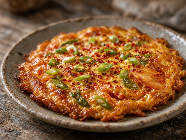 Kimchi and Scallion Egg Pancakes
