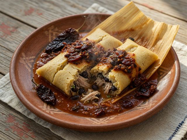 Bean-and-Turkey Tamales with Salsa Roja