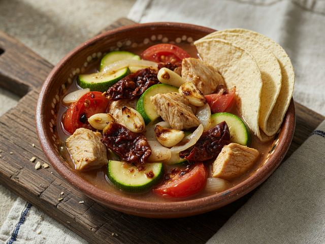 Turkey and Zucchini Stew with Warm Tortillas