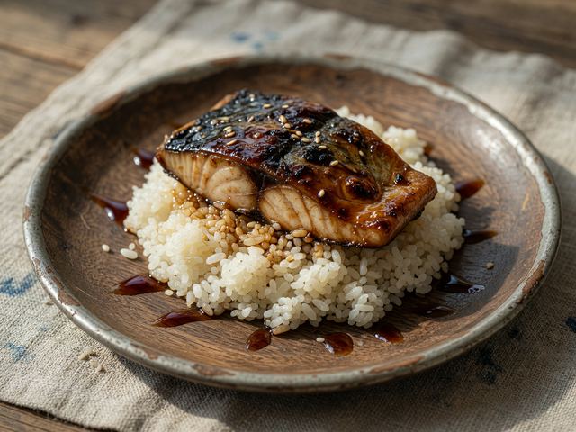 Soy-Glazed Mackerel with Short-Grain Rice