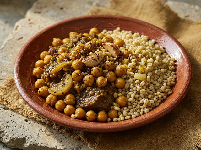 Cumin-Coriander Chickpea Pot Roast with Barley Pilaf