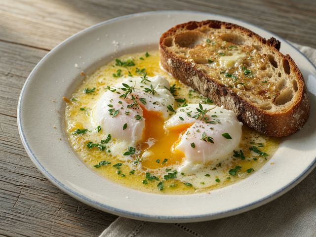 Café-Style Eggs in Butter with Toasted Country Bread