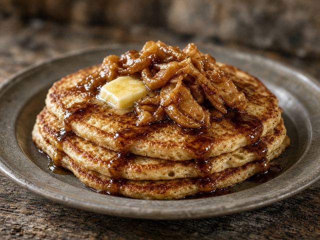 Bacon-Fat Sourdough Flapjacks with Quick Dried-Apple Compote
