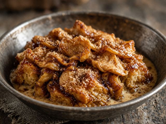 Trail-Camp Brown Betty with Dried Apples and Warm Molasses Cream