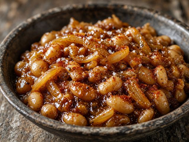 Molasses Skillet Beans with Smoked Paprika and Onion