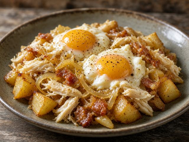 Salt-Cod Hash with Crisp Potatoes and Soft Eggs