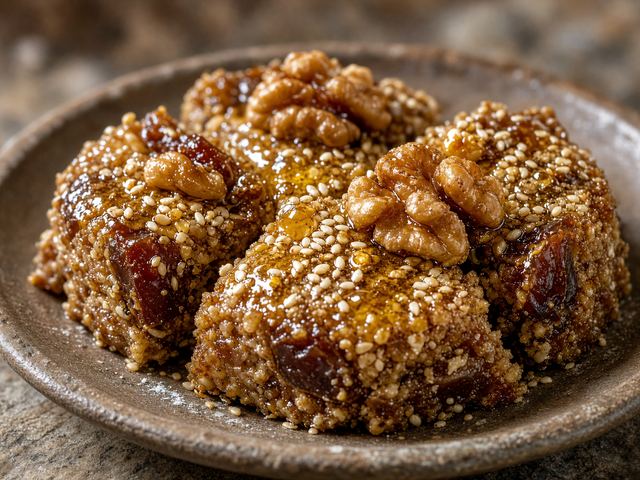 Pressed Date Cakes with Toasted Walnuts