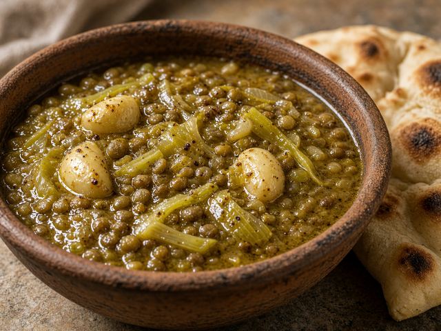 Lentil and Leek Stew with Warm Flatbread