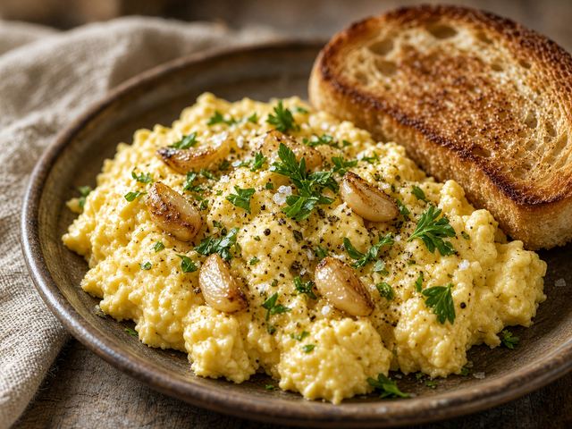 Yerba-Spiced Scramble with Toasted Country Bread