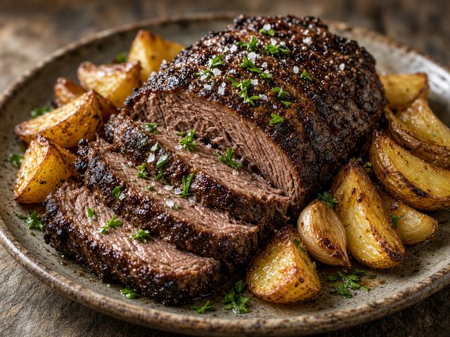 Coal-Style Roast Beef with Crispy Potatoes