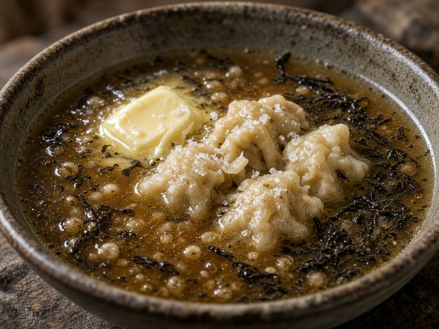 Salted Butter Tea with Toasted Barley Pinch-Dough