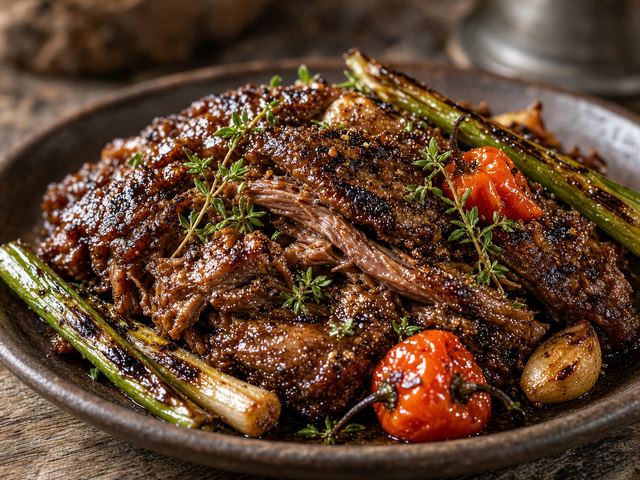 Slow-Roasted Jerk-Spiced Pork with Charred Scallions