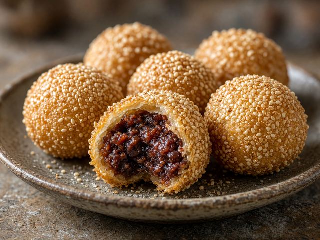 Crispy Sesame Balls with Red-Bean Filling