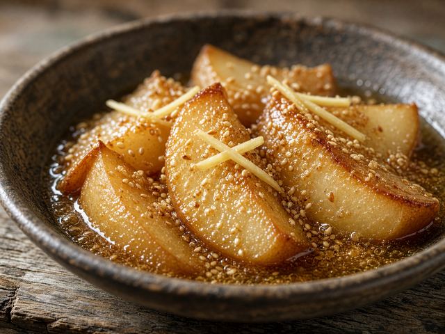 Warm Pears with Brown Sugar and Toasted Sesame