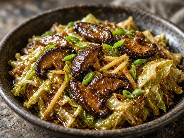Soy-Glazed Mushroom and Cabbage Skillet