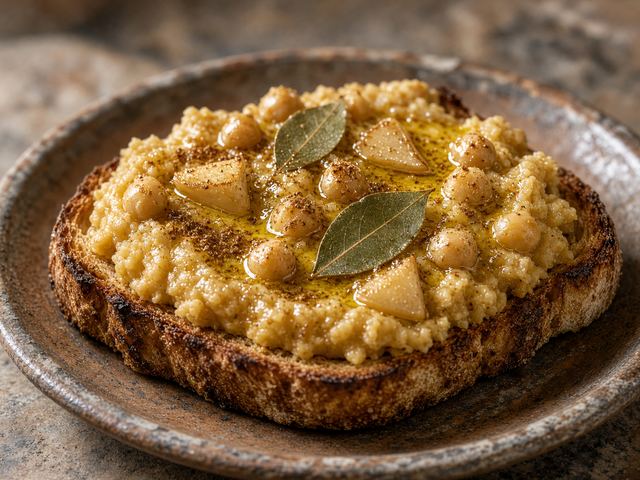 Cumin Chickpea Mash on Toasted Country Bread