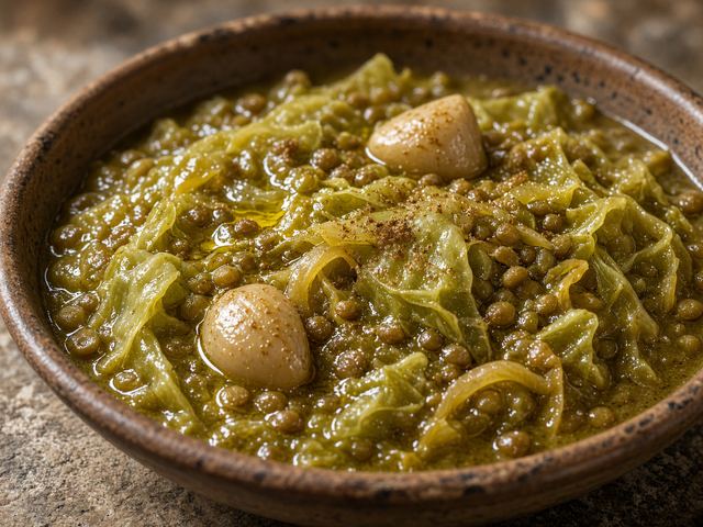 Roman-Style Lentil and Cabbage Stew with Olive Oil