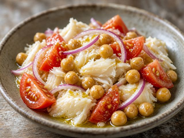 Chickpea and Flaked Cod Salad with Olive Oil and Lemon