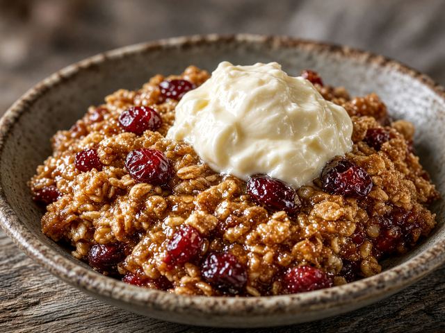 Maple Cranberry Crisp with Thick Cream