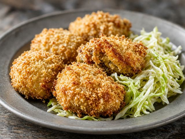 Cracker-Crusted Pan-Fried Oysters with Vinegar Slaw