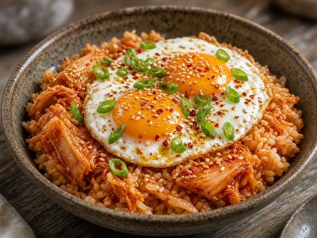 Kimchi Egg Rice Bowl with Sesame
