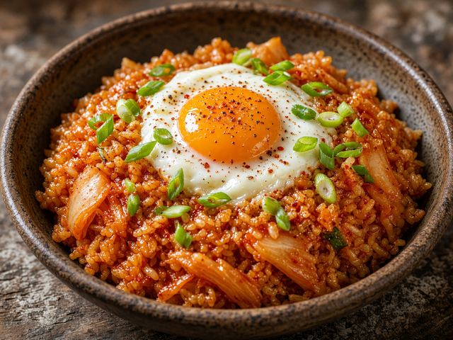 Kimchi Fried Rice with Soft Egg