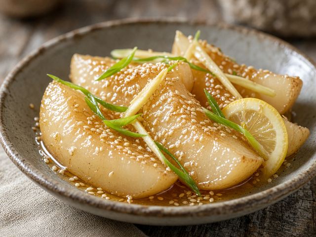 Honey-Soaked Pear Wedges with Toasted Sesame