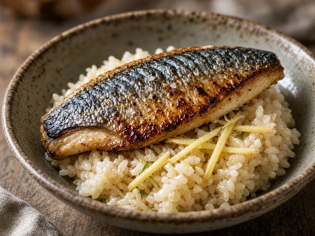 Pan-Seared Mackerel over Ginger Rice