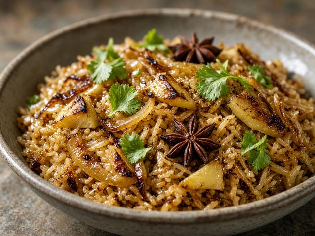 Charred Ginger-Onion Rice with Herbs and Lime
