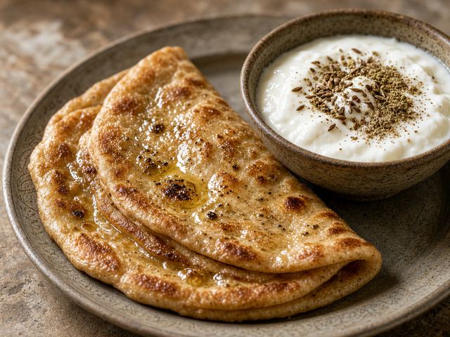 Ghee Parathas with Spiced Yogurt