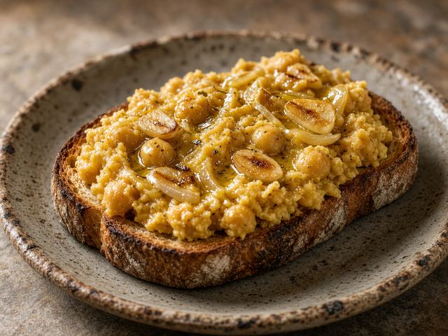 Garlicky Chickpea Mash on Toasted Bread