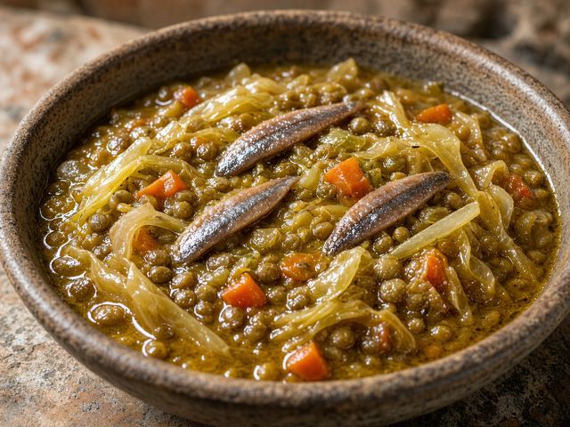 Lentil and Cabbage Stew with Anchovy Pan Sauce