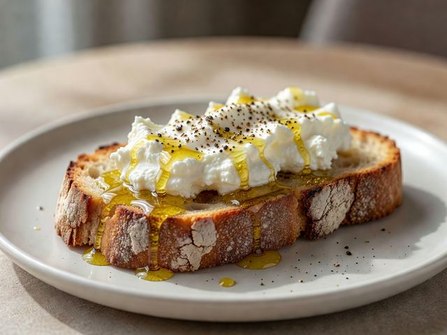 Olive Oil Toast with Soft Cheese & Honey