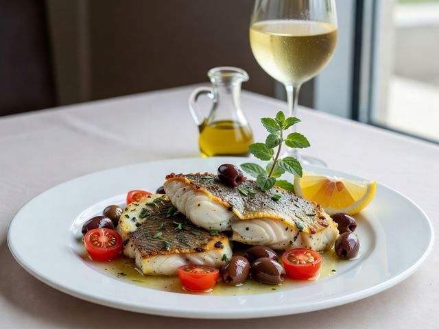 Herb-Roasted Fish with Olives & White Wine