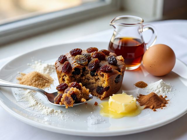 Dark Rum Spiced Raisin Spoon Cake
