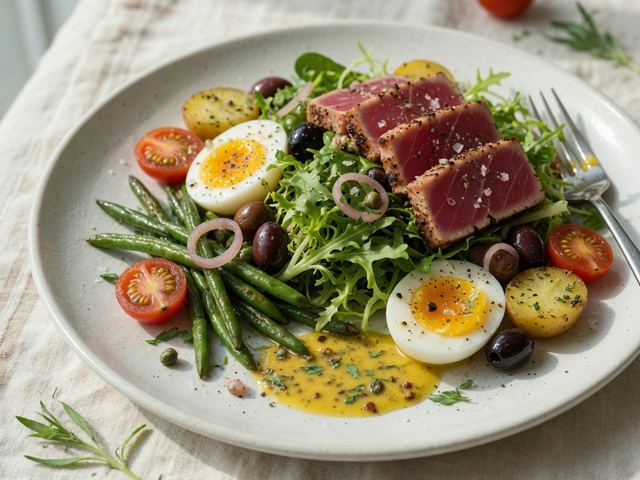 Seared Tuna Niçoise Bowl with Mustard-Tarragon Vinaigrette